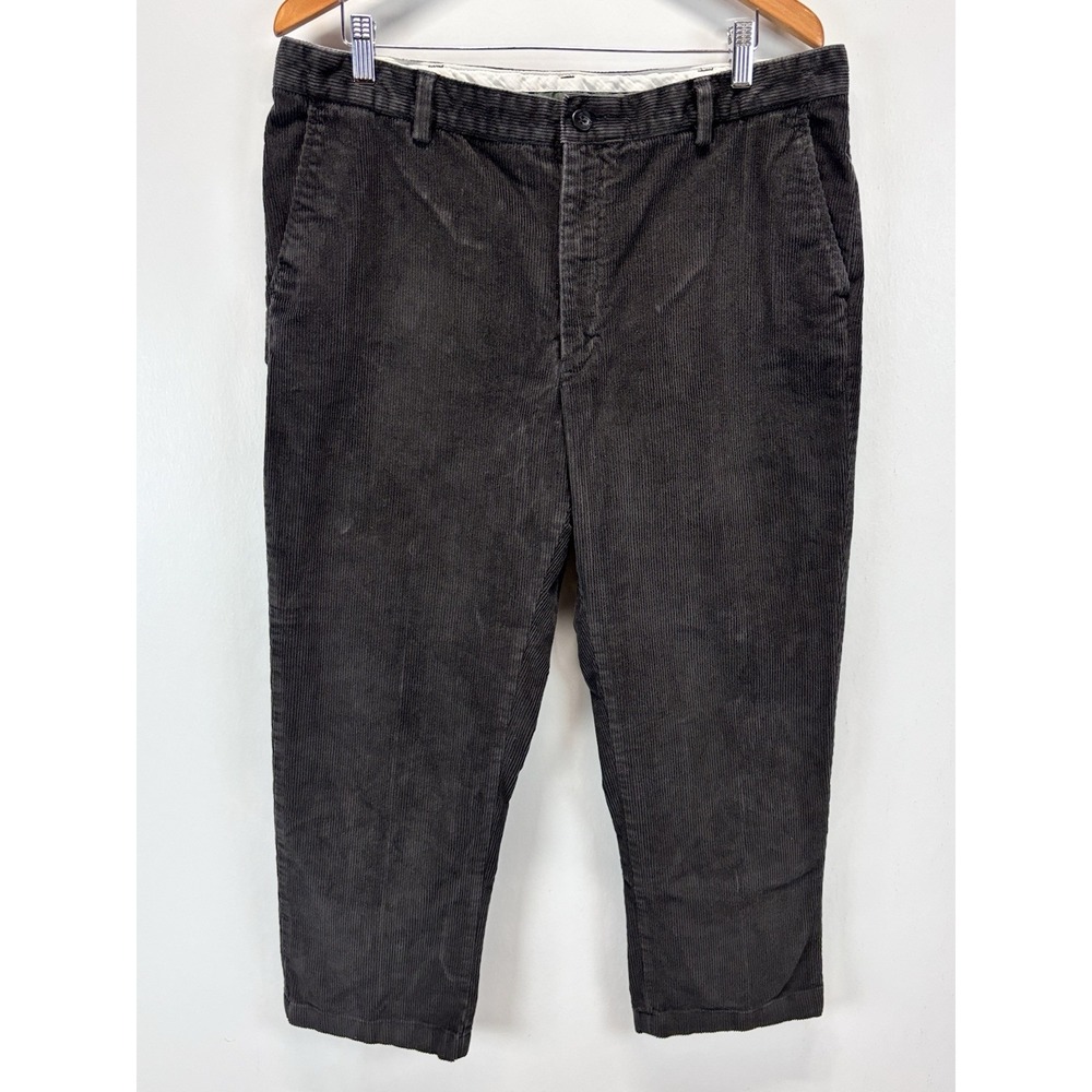 Vtg LL Bean Corduroy Pants Sz 38x27.5 Men's Grey Brown Flat Front 90s